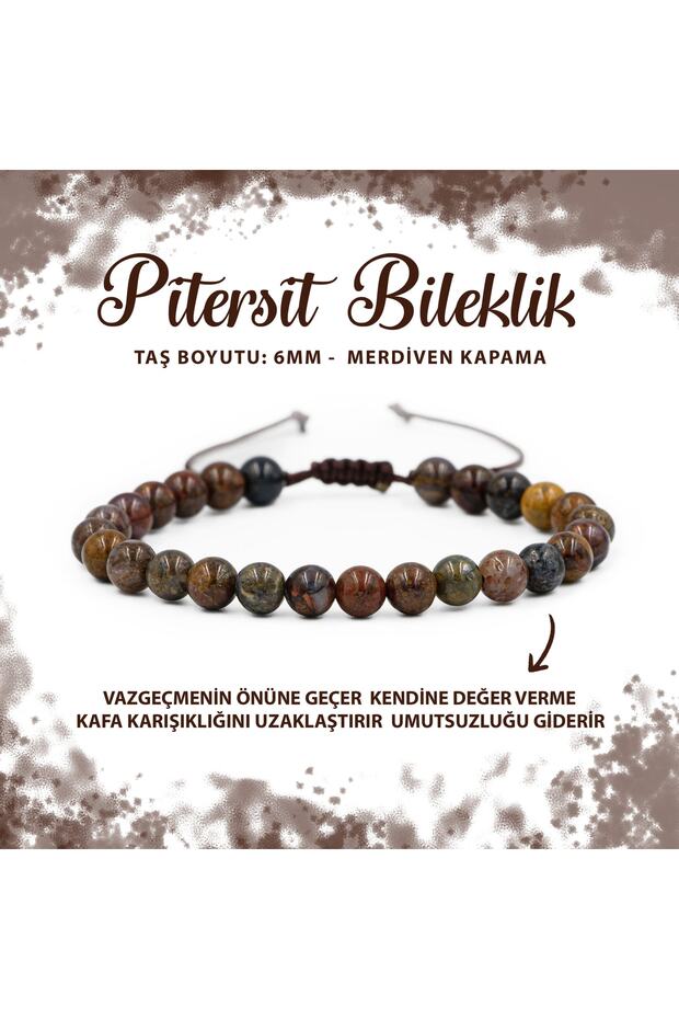 Certified Pitersite 6mm Stair Closure Natural Stone Bracelet