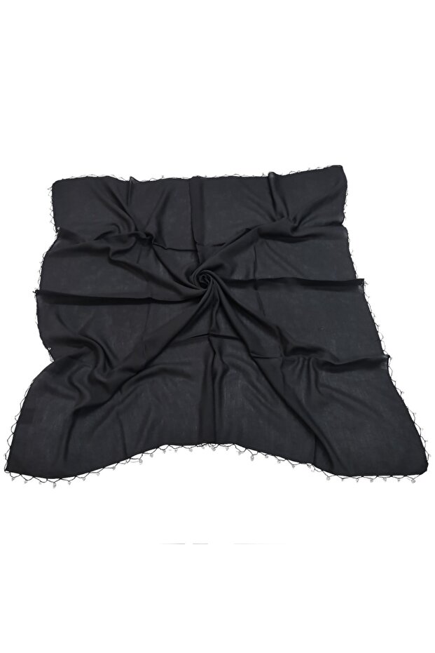 Women's Handmade Beaded Cotton Cheesecloth Black