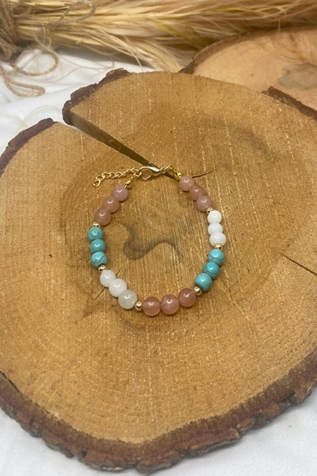 Agate Turquoise Smokey Quartz Cat Eye Natural Stone Handmade Special Design Natural Stone Bracelet