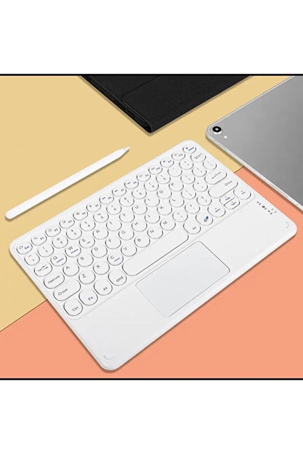 Tüm Cihazlara Uyumlu Akıllı Taşınabilir Bluetooth Klavye Touchpad Slim Kablosuz Wifi Q Klavye - 1