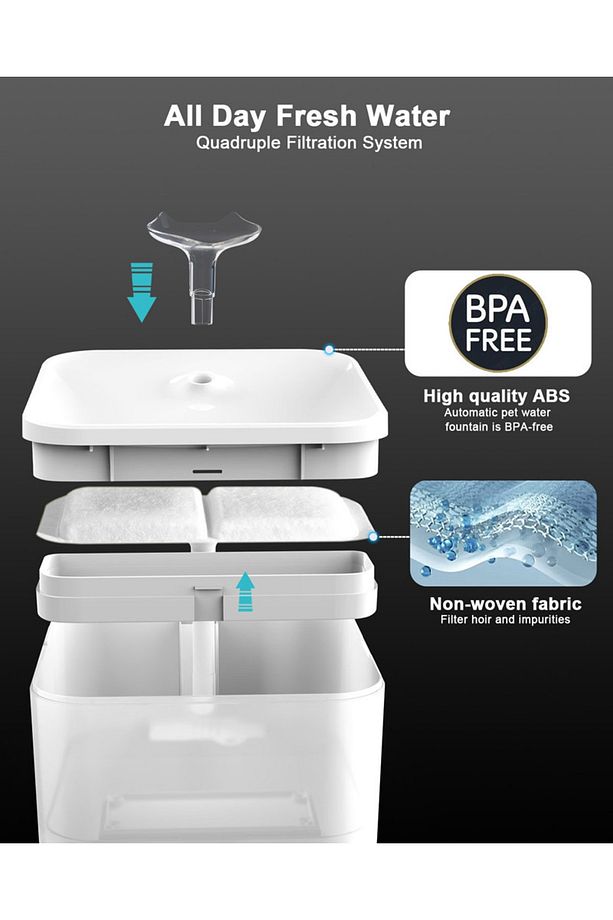 Wf004 Akıllı Kedi Köpek Su Sebili Su Şelalesi - Uv Su Filtrelemeli - Smart Wifi - Tuya App - 4