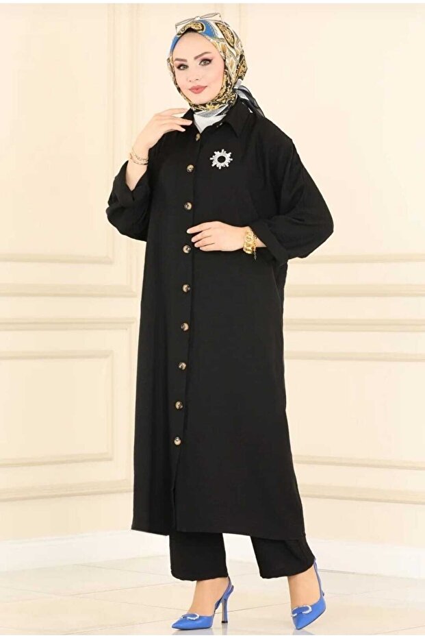 Wonderful Front Buttoned Linen Look Basic Suit - 5