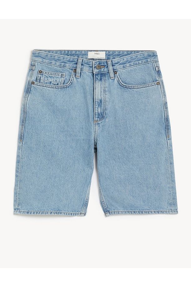 Saf Pamuklu Regular Fit Denim Şort - 5