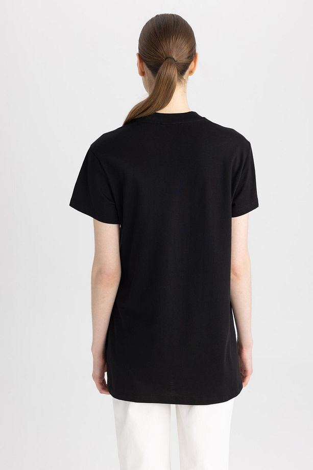 Regular Fit Bisiklet Yaka Kısa Kollu %100 Pamuk Tunik - 7