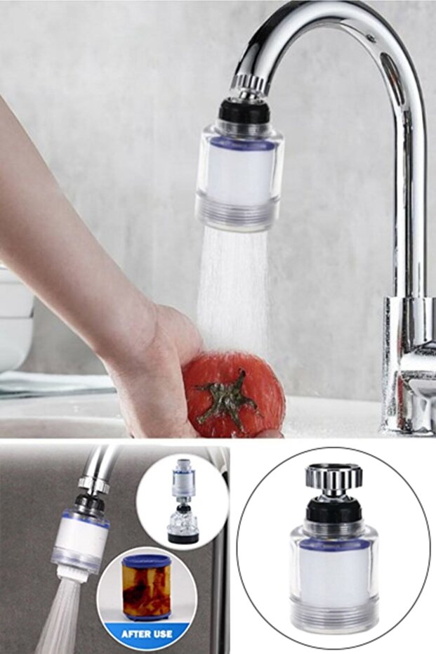 Anti-Limescale Faucet Head with 360 Degree Rotating Filter and Water Saving