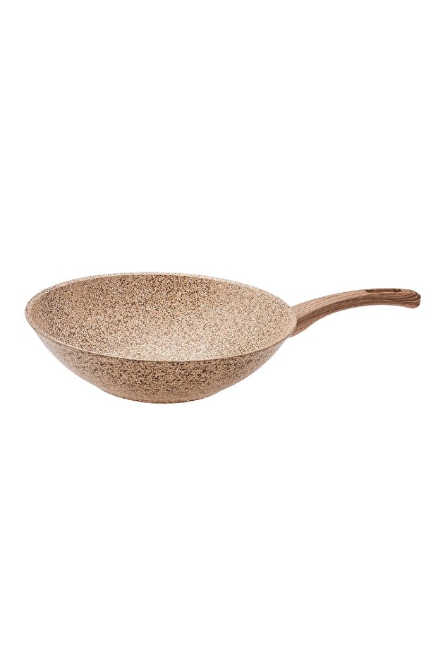 Wood Silver Bio Granite Wok Pan 28 Cm