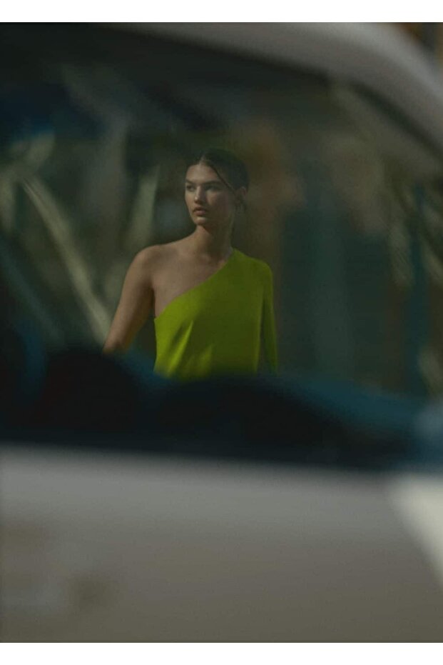 Asimetrik Pelerin Elbise - 5