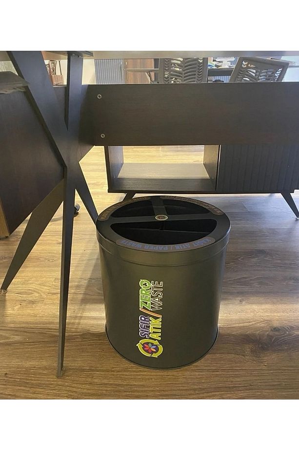 Masa Altı Geri Dönüşüm Kutusu Ofis Çöp Kutusu Metal Sıfır Atık Çöp Kovası Plastik Kağıt Atık Kutusu - 1