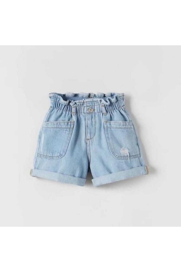 Hzmis Denim Eskitme Detaylı Bebe Kot Şort - 1