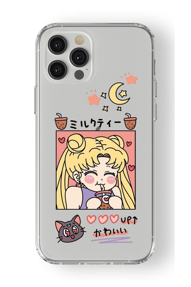 iPhone 13 Pro Max Compatible Kawaii Girl Design Printed Transparent Case