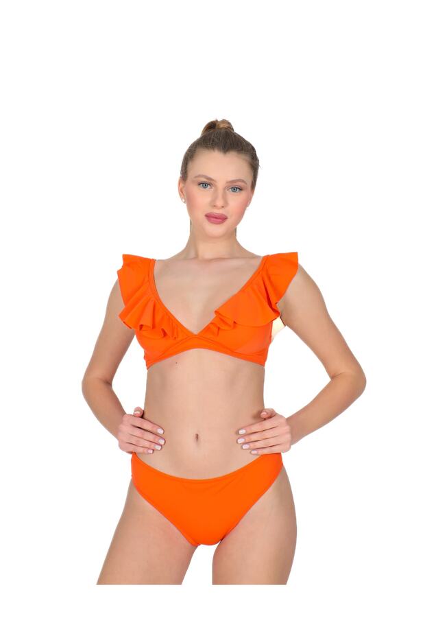 Volanlı Bikini Takımı Oranj - 1