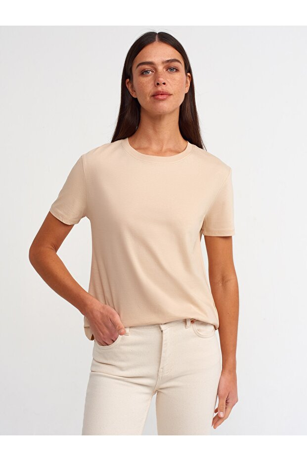 30290 Basic Tshırt-açık Bej - 1