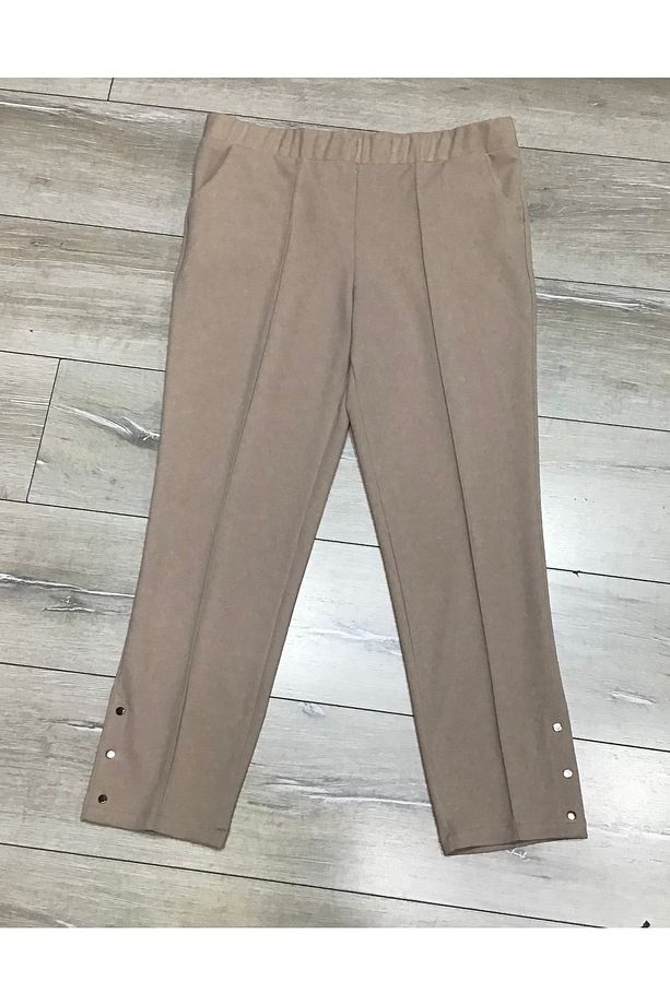 Scuba Yanlardan Cepli Önü Dikişli Paçası Çakmalı Beli Lastikli Büyük Beden Pantolon - 5