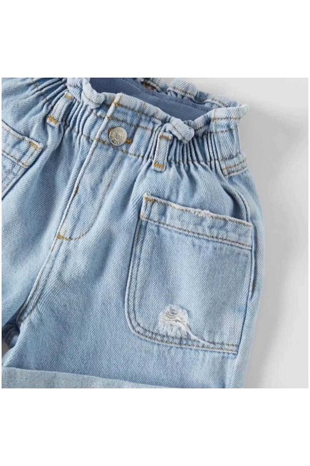 Hzmis Denim Eskitme Detaylı Bebe Kot Şort - 3