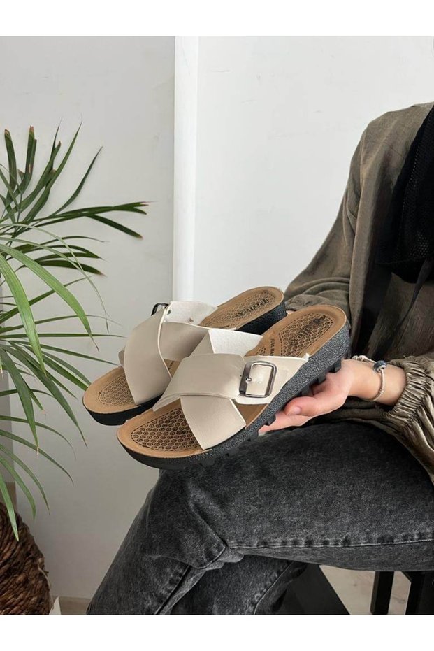 Women's Wedge Heel Cross Slippers Daily Slippers Comfortable Light Stylish Young Mother Slippers