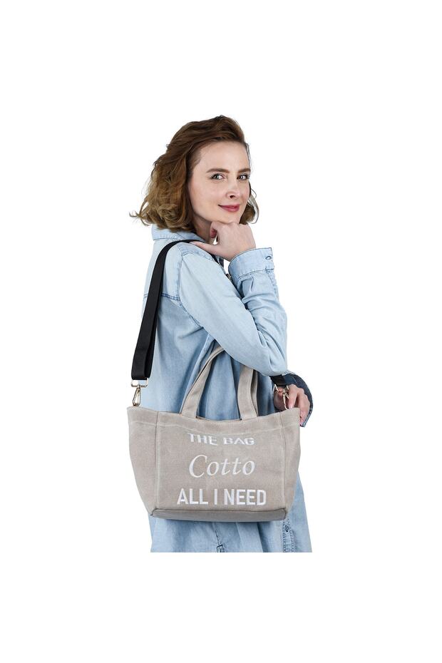 Beige Waxed Canvas Tote Bag