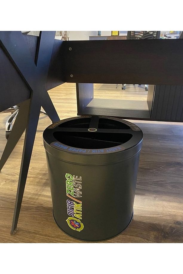 Masa Altı Geri Dönüşüm Kutusu Ofis Çöp Kutusu Metal Sıfır Atık Çöp Kovası Plastik Kağıt Atık Kutusu - 2