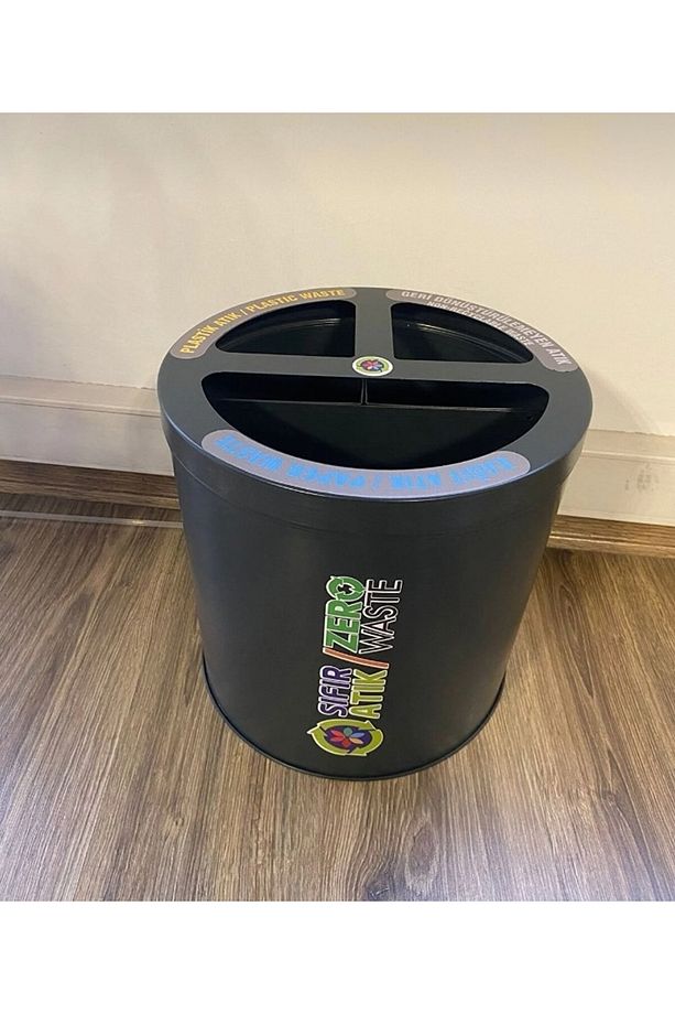 Masa Altı Geri Dönüşüm Kutusu Ofis Çöp Kutusu Metal Sıfır Atık Çöp Kovası Plastik Kağıt Atık Kutusu - 4