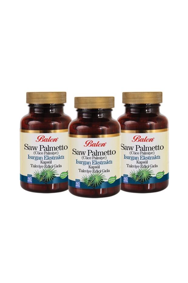 Saw Palmetto Dwarf Palm Nettle Extract 60 Capsules X 3 Pieces
