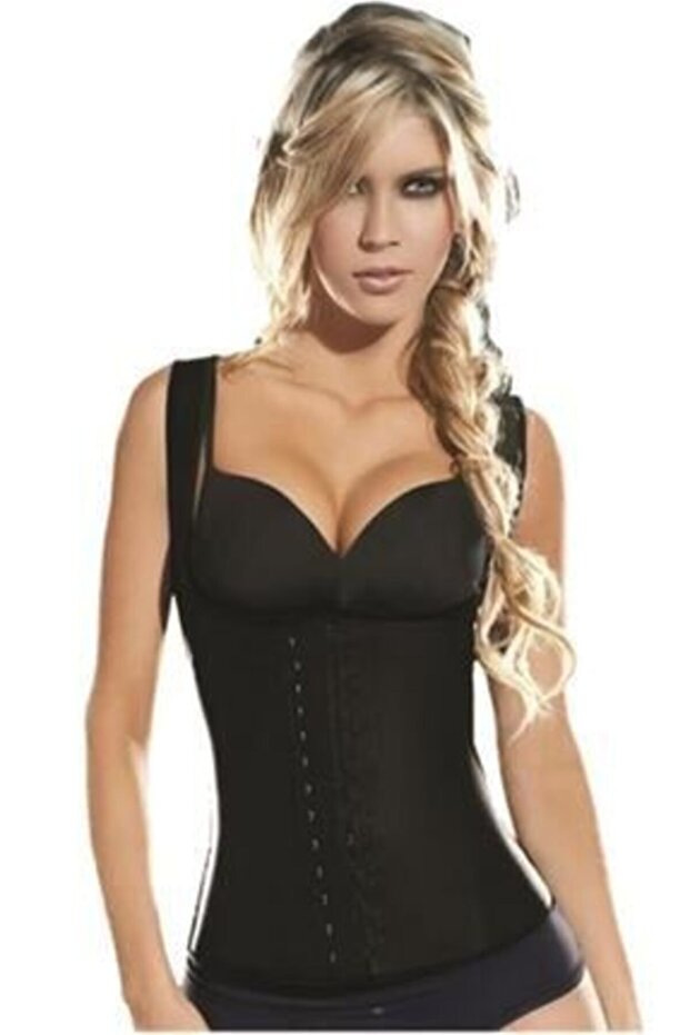 Latex Steel Underwire Clasp Body Shaping Corset Black