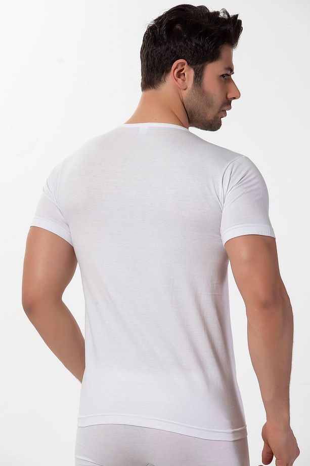 Pamuklu Yuvarlak Yaka Ribana Kısa Kollu T-Shirt - 2