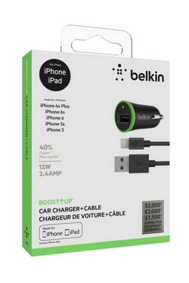 F8J121BT04-BLK BOOST UP 12W Hızlı Araç Şarj Cihazı+Lightning Kablo Siyah - 3