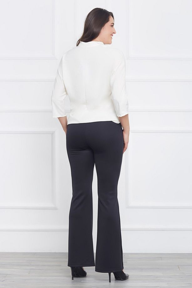Kadın Siyah Yarım İspanyol Paça Pantolon 17LB9076 - 2