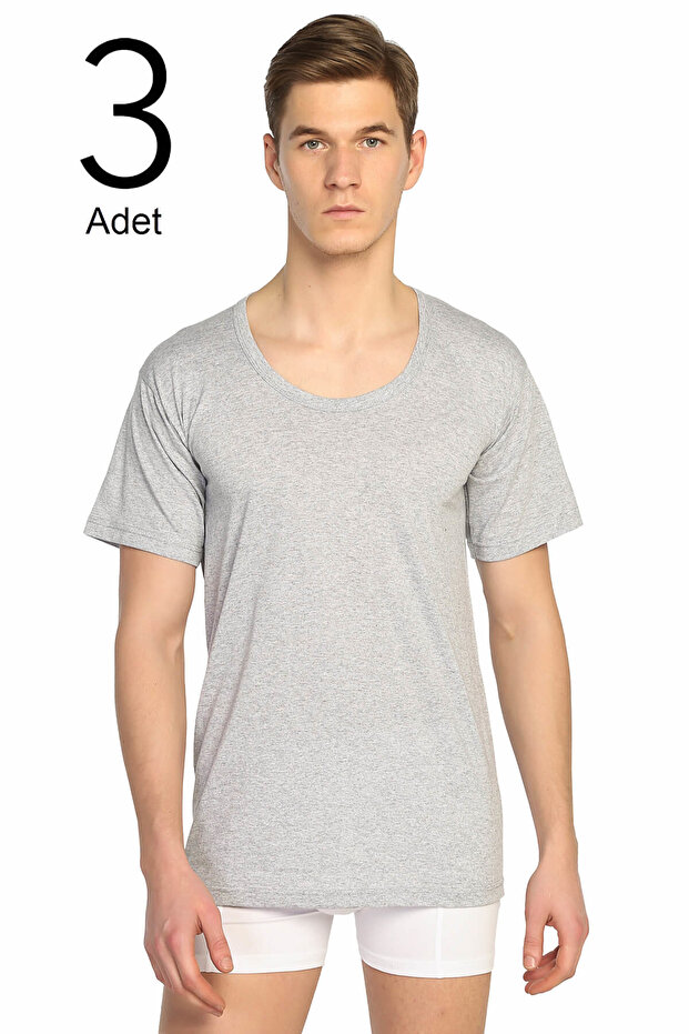 3 Pack Open Collar Men's Undershirt - 1