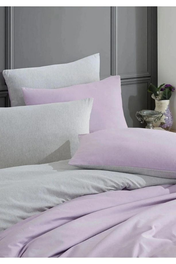 Lilac Düz Desen 4 Yastıklı Çift Taraflı Çift Kişilik Nevresim Takımı %100 Pamuk014530200 - 4