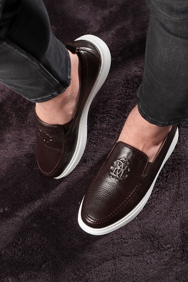 Stamped Hakiki Deri Erkek Günlük Ayakkabı, Loafer Ayakkabı, Hafif Ayakkabı, Yazlık Ayakkabı - 1