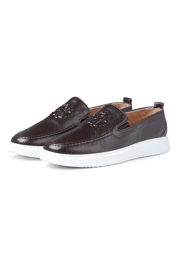 Stamped Hakiki Deri Erkek Günlük Ayakkabı, Loafer Ayakkabı, Hafif Ayakkabı, Yazlık Ayakkabı - 3