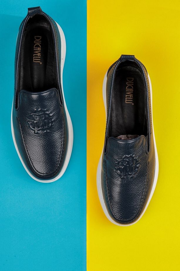 Stamped Hakiki Deri Erkek Günlük Ayakkabı, Loafer Ayakkabı, Hafif Ayakkabı, Yazlık Ayakkabı - 7