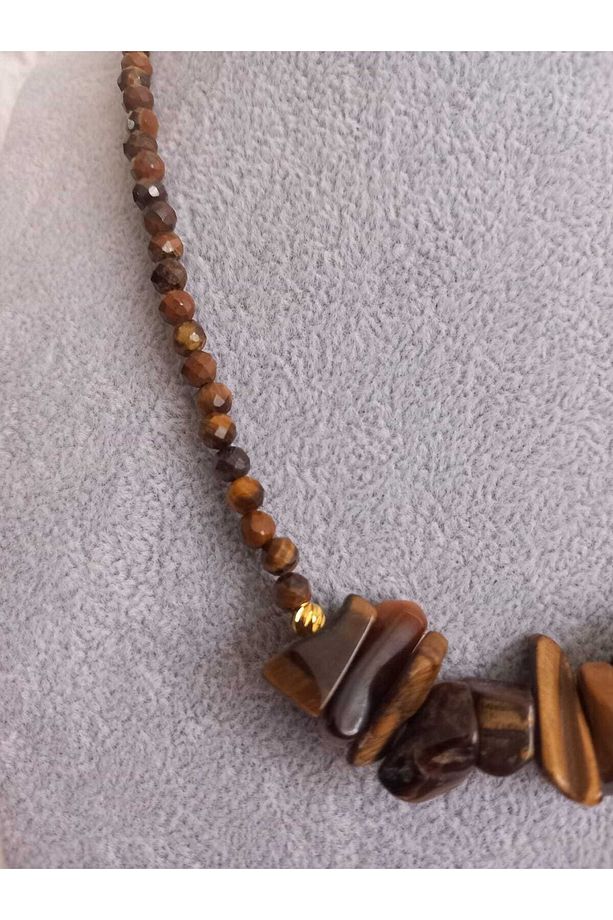 4 Mm Faset Kesim Kaplangözü, Iri Kırık Taş Tasarım Kolye - 4