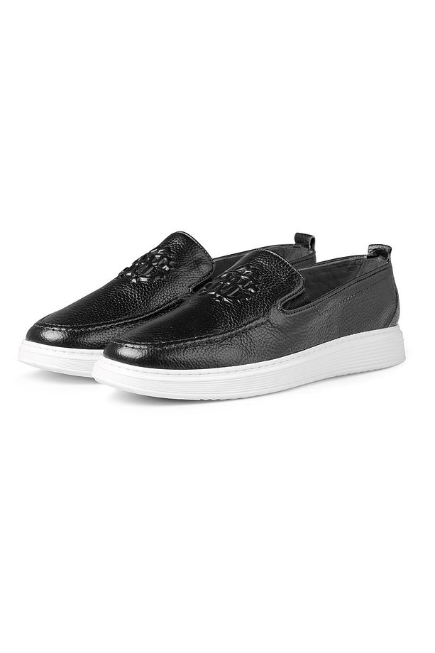 Stamped Hakiki Deri Erkek Günlük Ayakkabı, Loafer Ayakkabı, Hafif Ayakkabı, Yazlık Ayakkabı - 4
