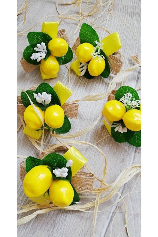 خاتم منديل ميني ليمون مكون من 6 قطع - 3