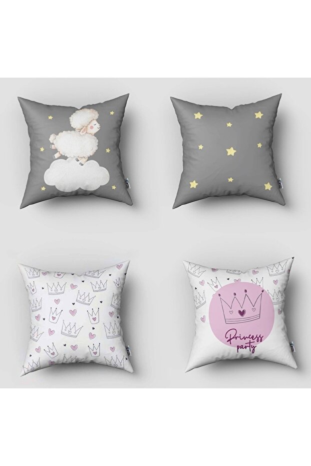 Children's Room Digital Printed 4-Piece Throw Pillow Covers and Pillow Covers Model 00004