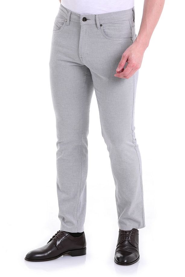 Gri Regular Fit Desenli Pamuklu 5 Cep Kanvas Pantolon - 3