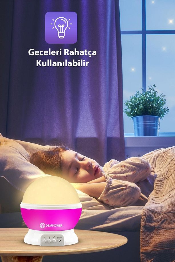 (KIRILABİLİR) Star Master Küre Renkli Yıldızlı Gökyüzü Projeksiyon Gece Lambası Pembe - 6