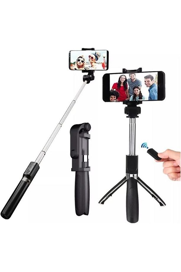 Bluetooth Destekli Selfie Çubuğu Tripod - Monopod Selfie Stick Uzaktan Kumandalı Fonksiyonel Sy-l01 - 1