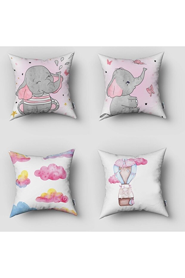 Children's Room Digital Printed 4-Piece Throw Pillow Covers and Pillow Covers Model 00045