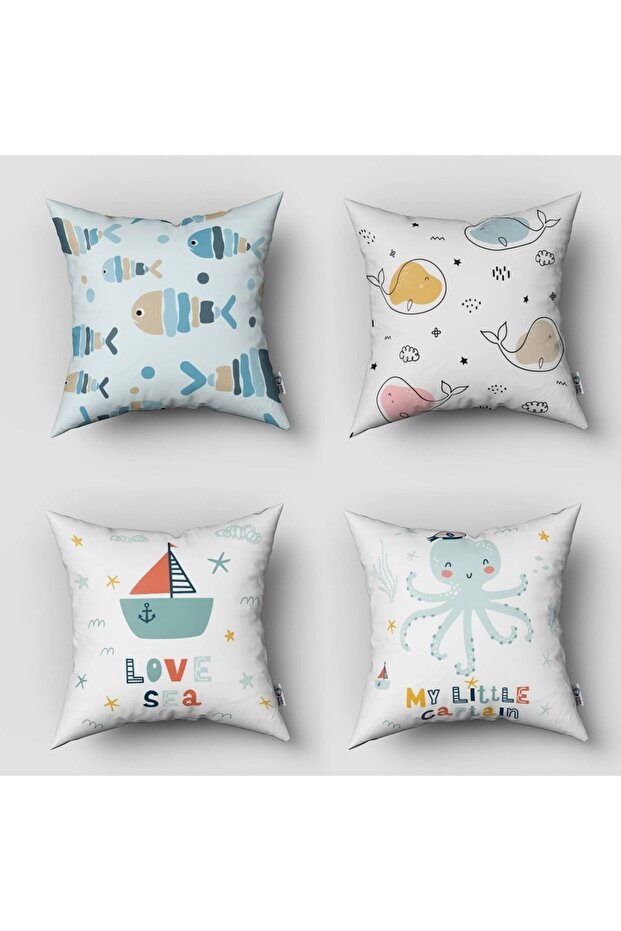Children's Room Digital Printed 4-Piece Throw Pillow Covers and Pillow Covers Model 00028