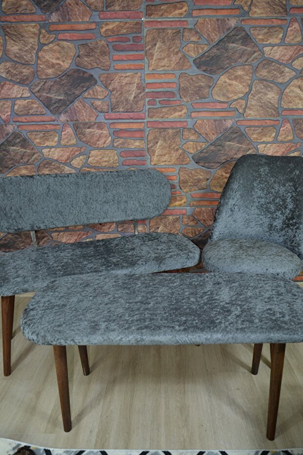 Bench Set Case 2 Chairs 1 Bench 1 Puff