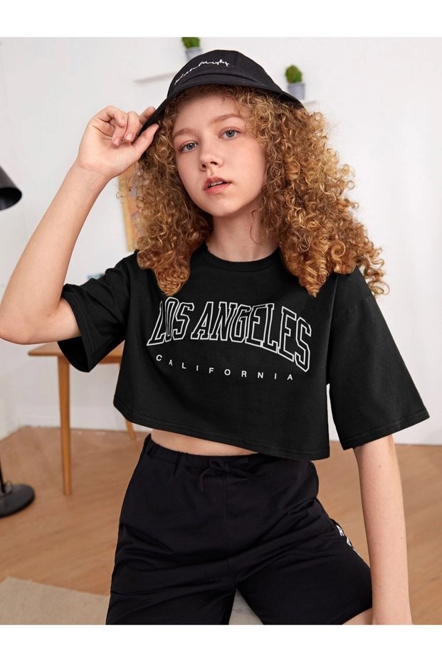 Girl's California Printed Crop T-Shirt