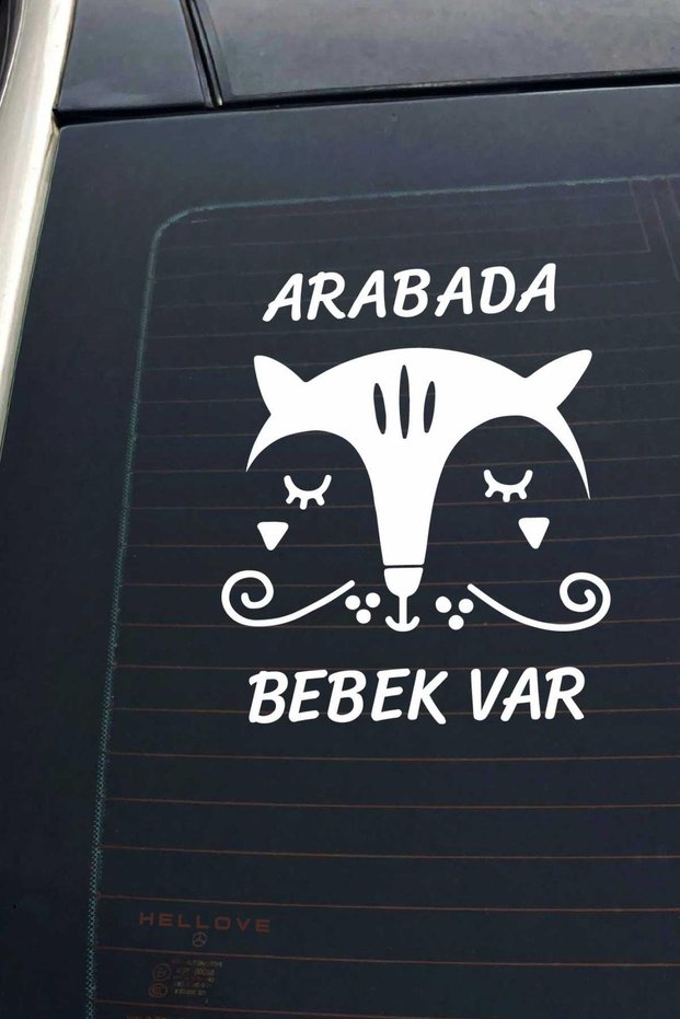 There is a Baby in the Car Cute White Auto Glass Sticker with Animal Figure Warning Lettering