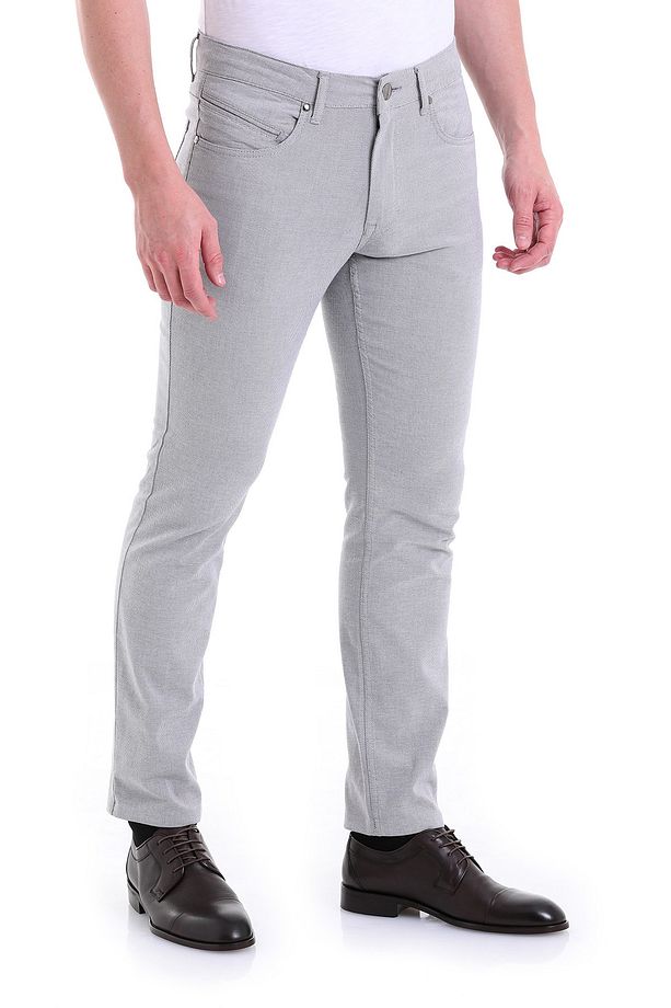 Gri Regular Fit Desenli Pamuklu 5 Cep Kanvas Pantolon - 5