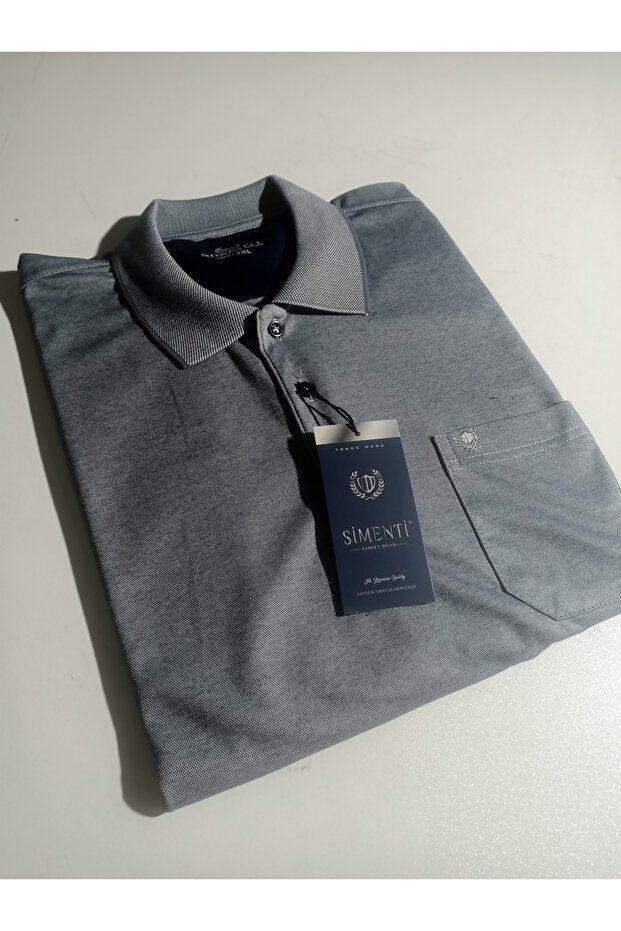 Classic Oversize Single Pocket Collared Combed Cotton T-shirt