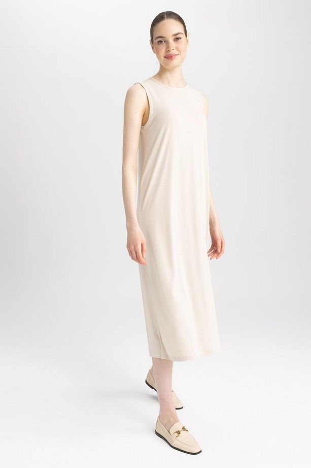 Regular Fit Kolsuz Midi Elbise - 3