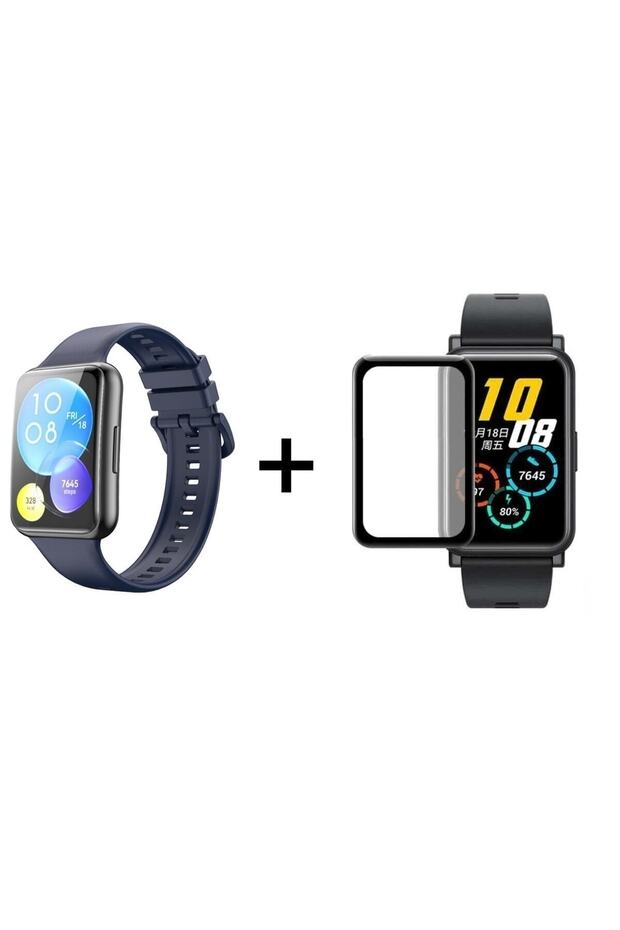 Watch Fit 2 Compatible Sports Soft Design Silicone Cord + Full Covering Screen Protector Set of 2