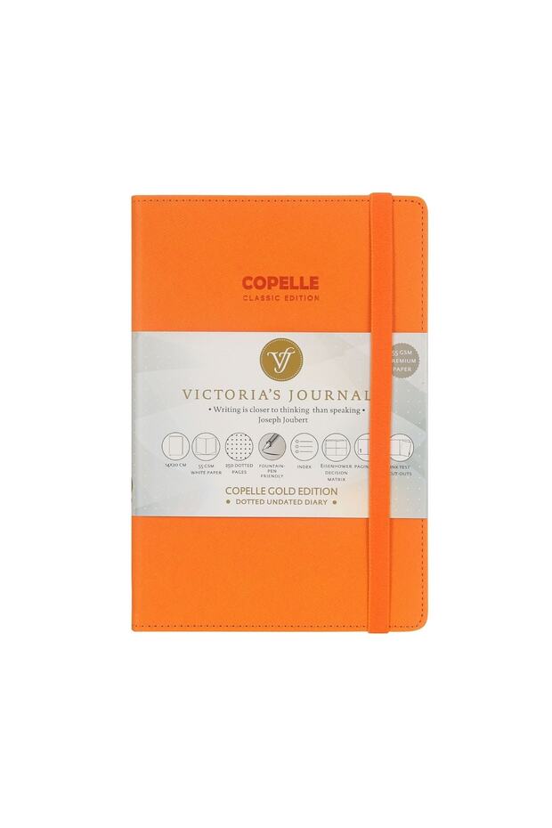 Copelle Gold Bujo Notebook 14x20 Cm 57 Gram Cream 152 Sheets 304 Pages Orange Dotted