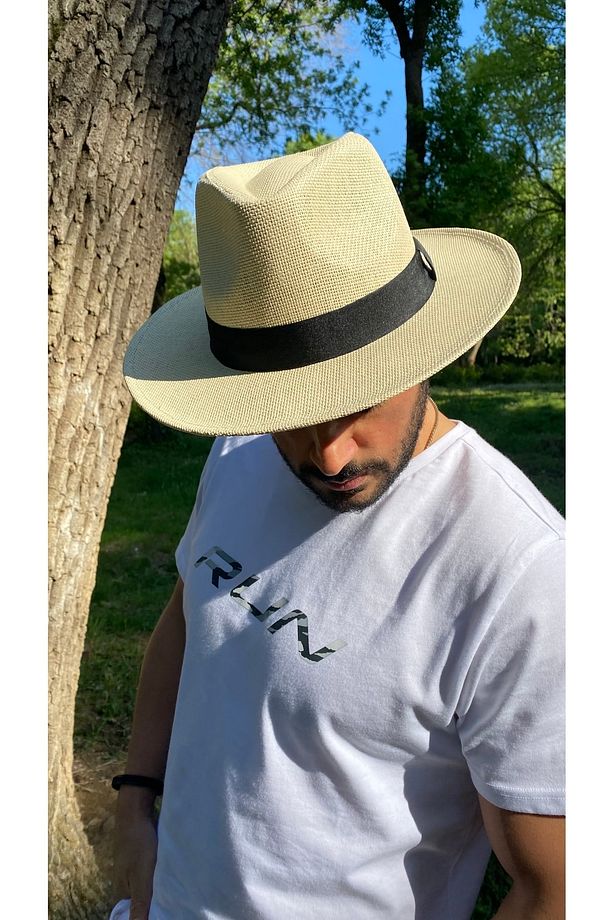 Kovboy Model Erkek Hasır Şapka - 8